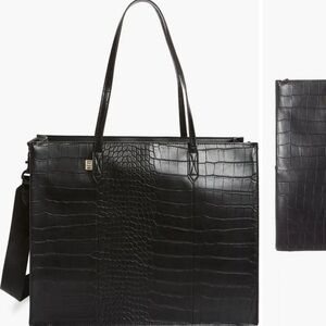 BEIS large work tote croc- Black Laptop Bag with Structured Design